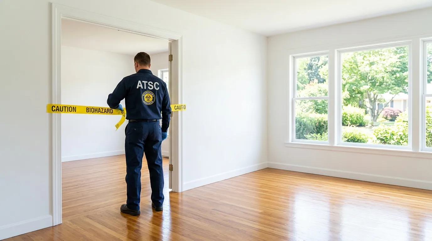 Certified biohazard cleanup crew performing Trauma Scene Cleanup in Granville